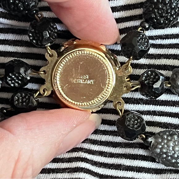 Necklace Earrings set West Germany berry beads black grey carnival parure - Picture 5 of 9